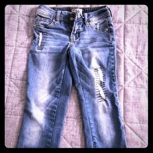 GIRLS JUSTICE DISTRESSED JEANS - SIZE 8
